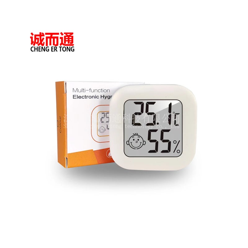 0726 Mini Smiley Electronic Temperature And Humidity Meter Home Office Lcd Temperature And Humidity Measuring Instrument Double-Sided Tape - Image 3
