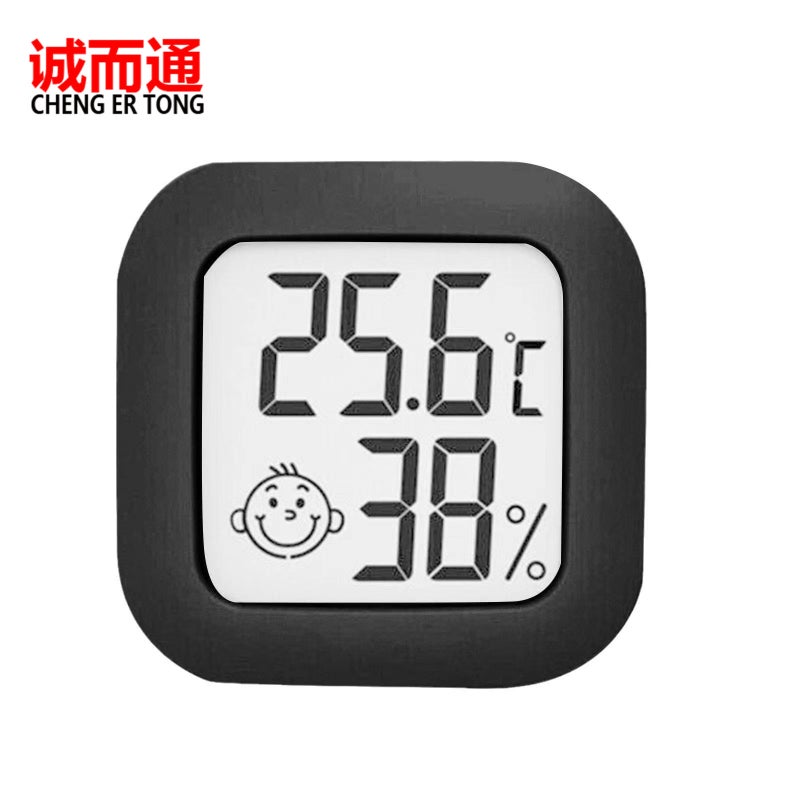 0726 Mini Smiley Electronic Temperature And Humidity Meter Home Office Lcd Temperature And Humidity Measuring Instrument Double-Sided Tape - Image 1