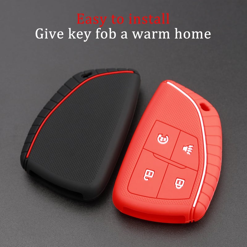 TANDRIVE 4-Button Key Fob Cover for 2023-2025 2026 Chevy Colorado Equinox Silverado GMC Canyon Sierra 2025 Honda Prologue, Silicone, 2-Pack, Black and Red - Image 4