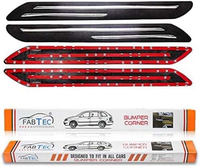 Fabtec Rubber Car Bumper Protector Guard with Double Chrome Strip for Maruti Swift Dzire 4Pcs Black Multi-market matching options - Image 2