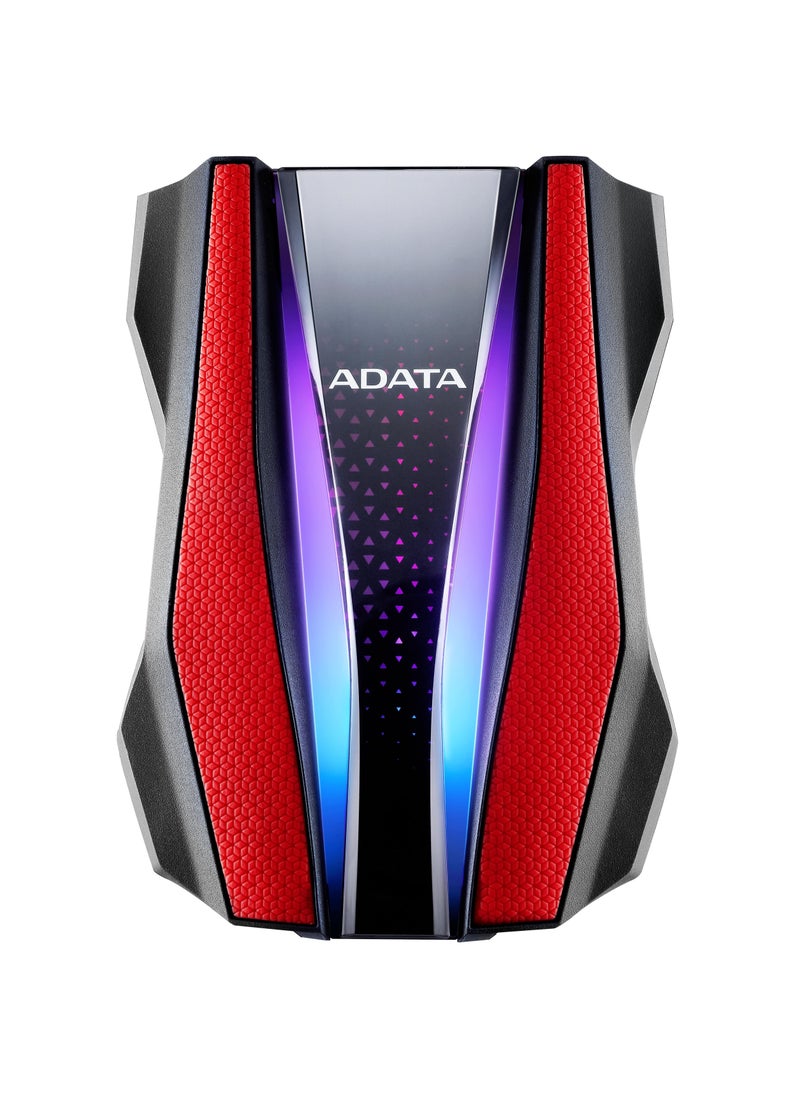 ADATA - ADATA HD770G USB 3.2 Gen 1 External Gaming RGB Hard Drive 1 TB Red with waterproof, dustproof, shock-resistant & robust triple-layer construction - Image 1