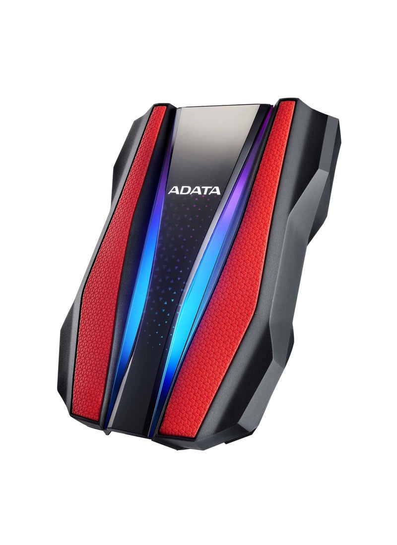 ADATA - ADATA HD770G USB 3.2 Gen 1 External Gaming RGB Hard Drive 1 TB Red with waterproof, dustproof, shock-resistant & robust triple-layer construction - Image 1