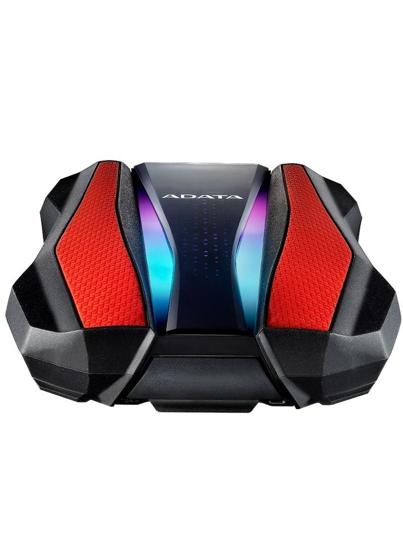 ADATA - ADATA HD770G USB 3.2 Gen 1 External Gaming RGB Hard Drive 1 TB Red with waterproof, dustproof, shock-resistant & robust triple-layer construction - Image 1