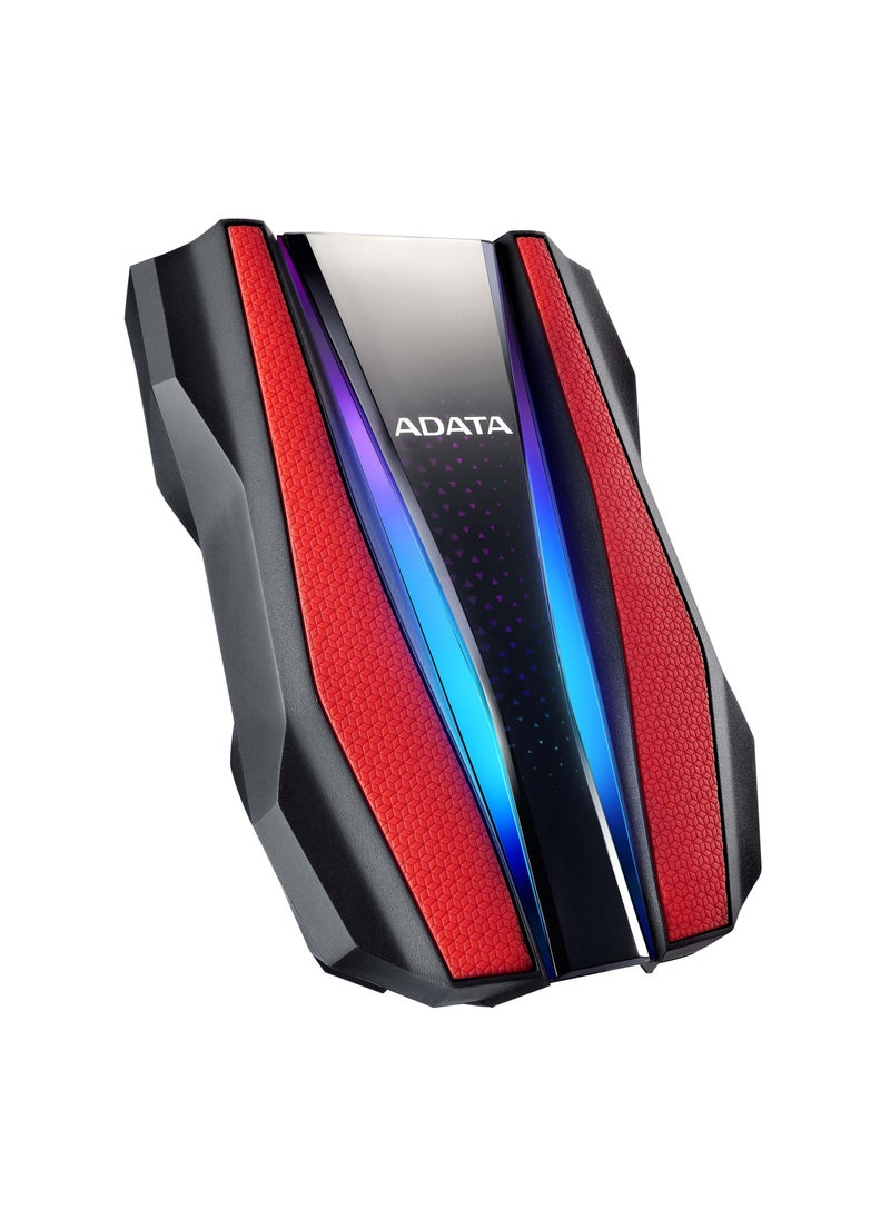 ADATA - ADATA HD770G USB 3.2 Gen 1 External Gaming RGB Hard Drive 1 TB Red with waterproof, dustproof, shock-resistant & robust triple-layer construction - Image 1