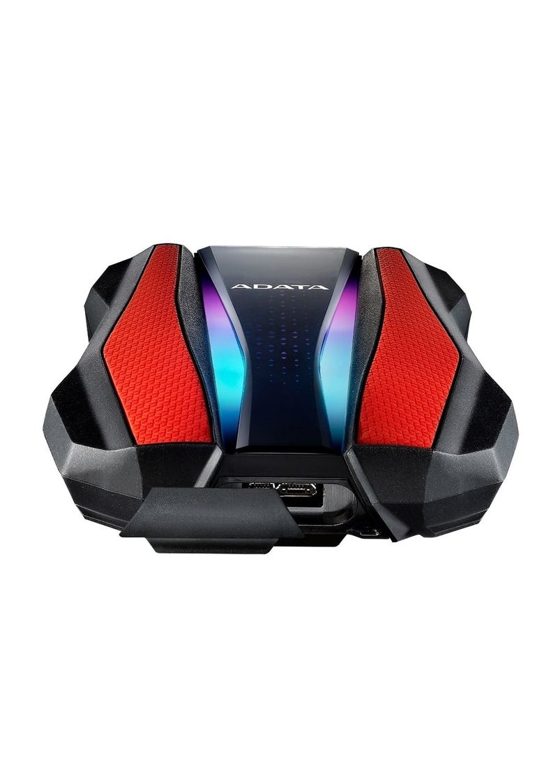 ADATA - ADATA HD770G USB 3.2 Gen 1 External Gaming RGB Hard Drive 1 TB Red with waterproof, dustproof, shock-resistant & robust triple-layer construction - Image 1