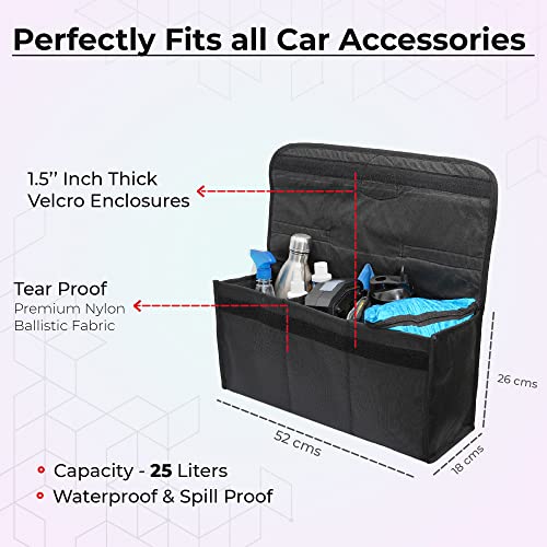 Autofy SPAZE-3 Car Trunk Organizer Spill Proof Waterproof Anti-Skid Car Boot Organizer Storage Utility Bag Tool Box Kit Bag for All Vehicles [Large; Black] - Image 2