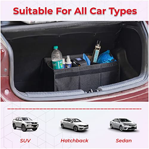 Autofy SPAZE-3 Car Trunk Organizer Spill Proof Waterproof Anti-Skid Car Boot Organizer Storage Utility Bag Tool Box Kit Bag for All Vehicles [Large; Black] - Image 5