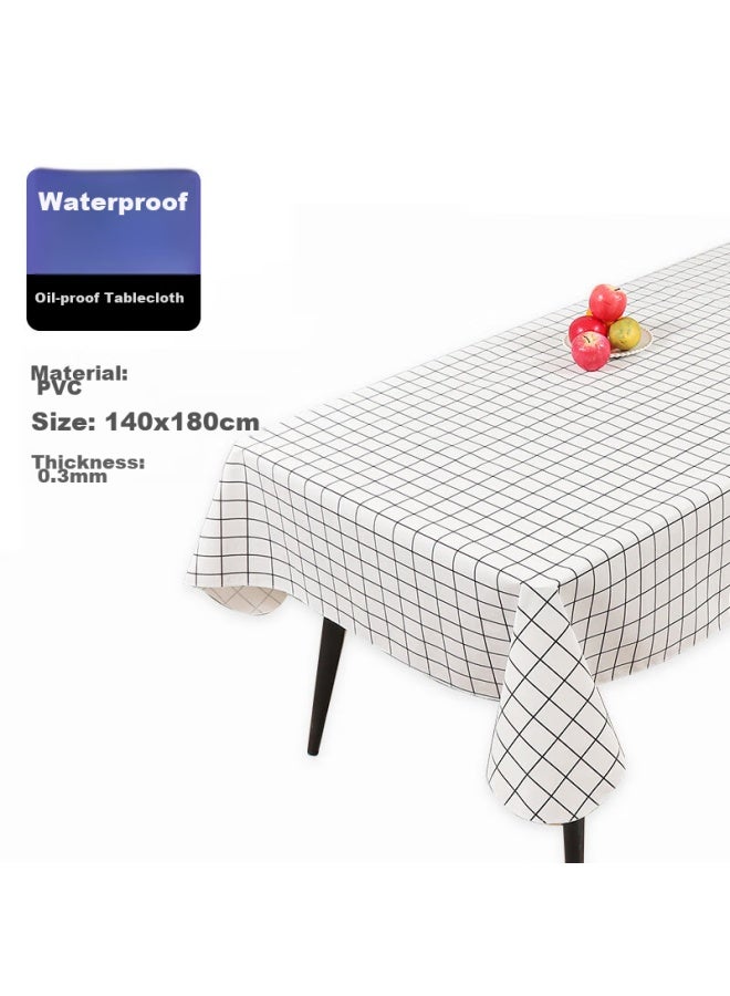 Foojo Thickened Odorless Waterproof Tablecloth, Oil-proof, Heat-insulating, Anti-scalding, Suitable For Four-person Dining Table, 140*180cm, Checkered Pattern - Image 4