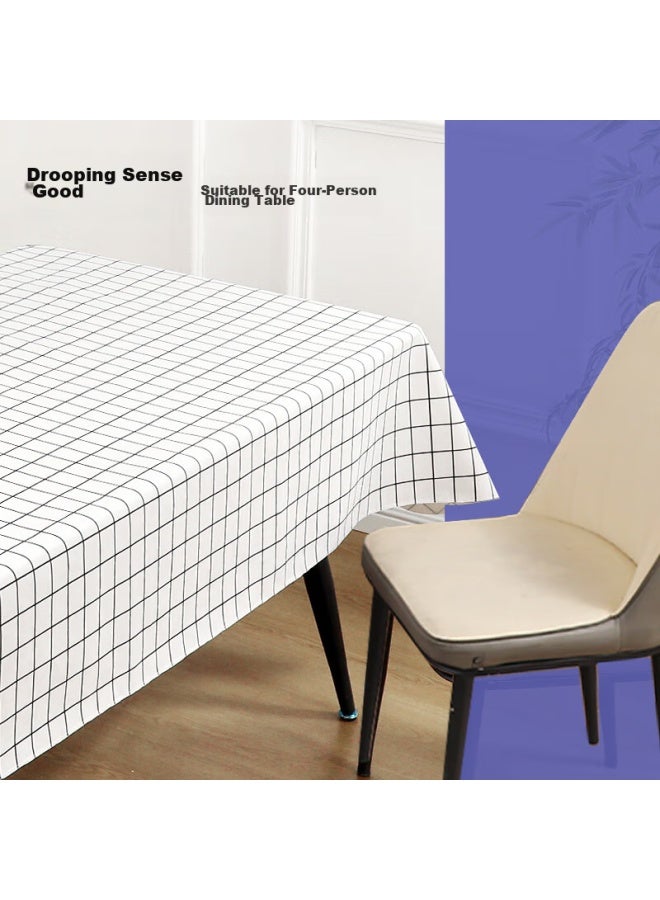 Foojo Thickened Odorless Waterproof Tablecloth, Oil-proof, Heat-insulating, Anti-scalding, Suitable For Four-person Dining Table, 140*180cm, Checkered Pattern - Image 2
