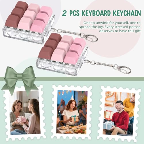 Axlksia Keyboard Fidget Toy Fidget Clicker Keyboard Fidget Keychain Button Fidget Gifts for Adults to Relieve Stress and Pass Time 2 Pack F - Image 5