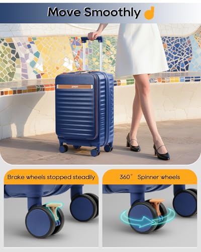 Joyway Carry on Luggage Airline Approved with Front Compartment and Cup Holder, 20 Inch Hard Shell Carry-on Suitcase with Spinner Wheels and TSA Lock for Women Men - Image 5