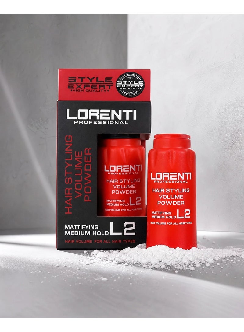 لورنتي Lorenti – بودرة تصفيف الشعر، تثبيت متوسط L2، 30 غرام - Image 1
