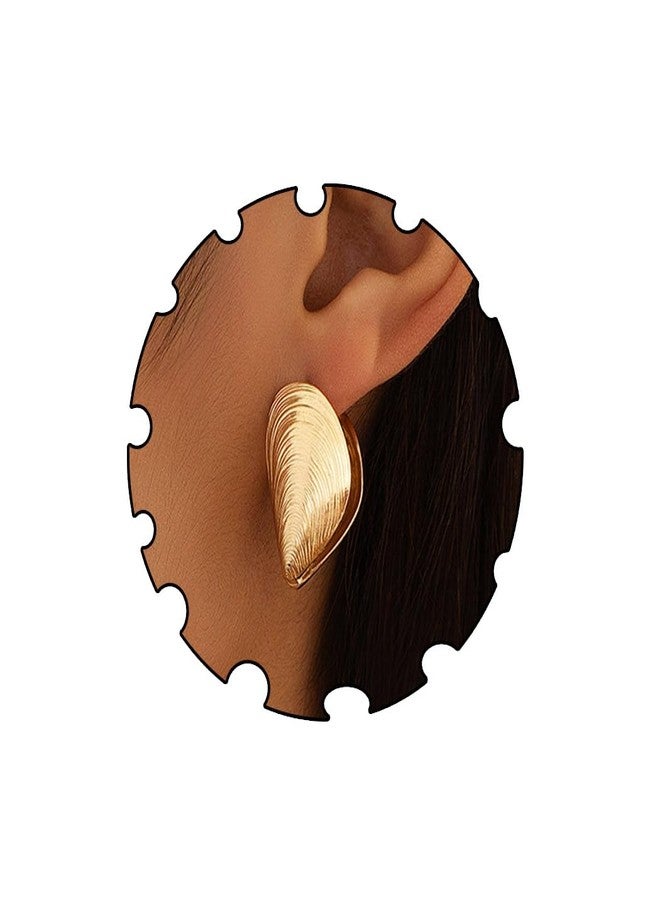 Aksod Ocean Earrings Studs Large Conch Earrings Statement Summer Beach Jewelry Gift for Women (Gold-C) - Image 1