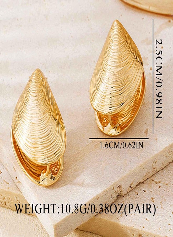 Aksod Ocean Earrings Studs Large Conch Earrings Statement Summer Beach Jewelry Gift for Women (Gold-C) - Image 5