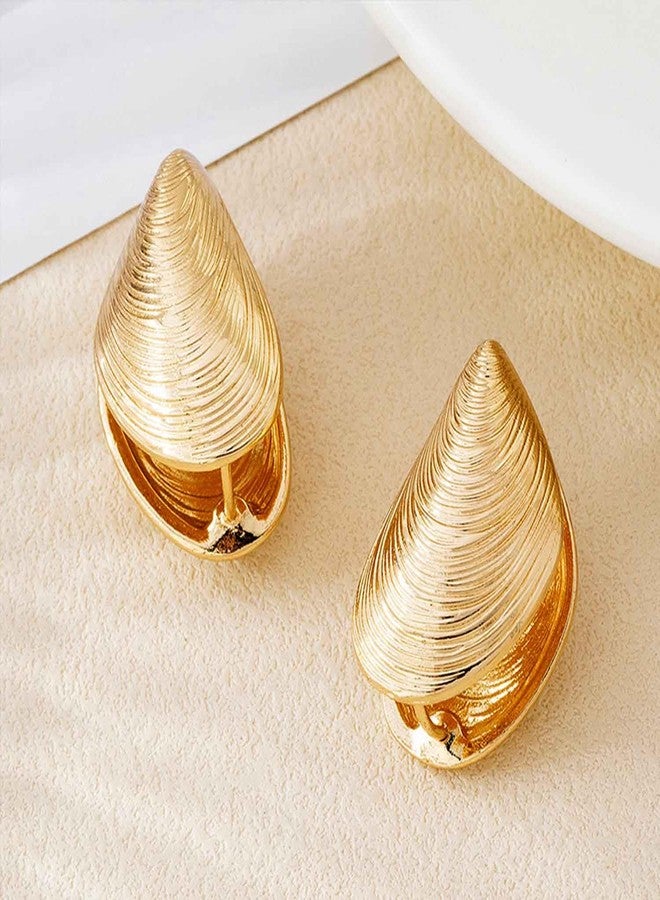 Aksod Ocean Earrings Studs Large Conch Earrings Statement Summer Beach Jewelry Gift for Women (Gold-C) - Image 2