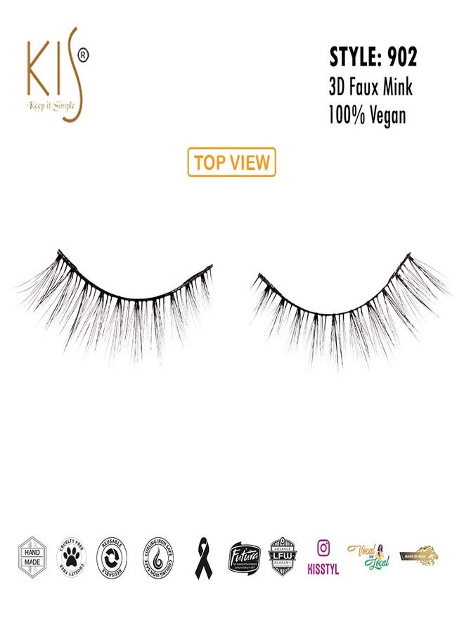 KIS Faux Eyelashes 100% Human Hair Blend Glamorous Handcrafted Versatile Hairpiece Snapon Natural Look And Feel Cruelty-Free New Tapered End Completely Cruelty Lashes For Women - Image 4