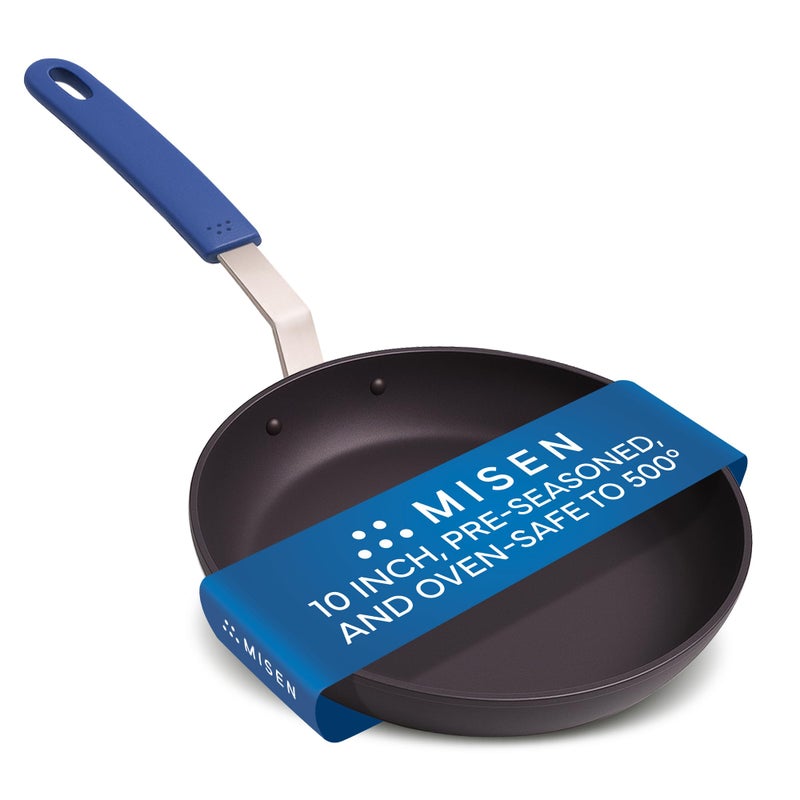 Misen 10 Inch PreSeasoned Carbon Steel Fry Pan  Lightweight Even Heating Heat Retention  Oven Safe to 500F  Ideal for Searing Sauting and Frying  Versatile Durable Easy to Clean