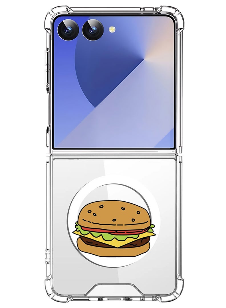 Theodor Magnetic Case for Samsung Galaxy Z Flip 7 Compatible with MagSafe Wireless Charging, Shockproof Phone Bumper Cover Burger - Image 1