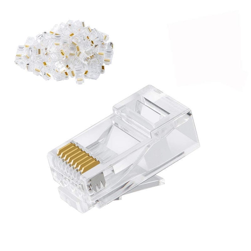 Hexabyte Cat6 / Cat5e RJ45 Connectors (Pack of 100) – High-Speed Ethernet Cable Connectors for Networking, Secure Crimping, Ideal for DIY Network Projects, Compatible with 23-24 AWG Wires - Image 1