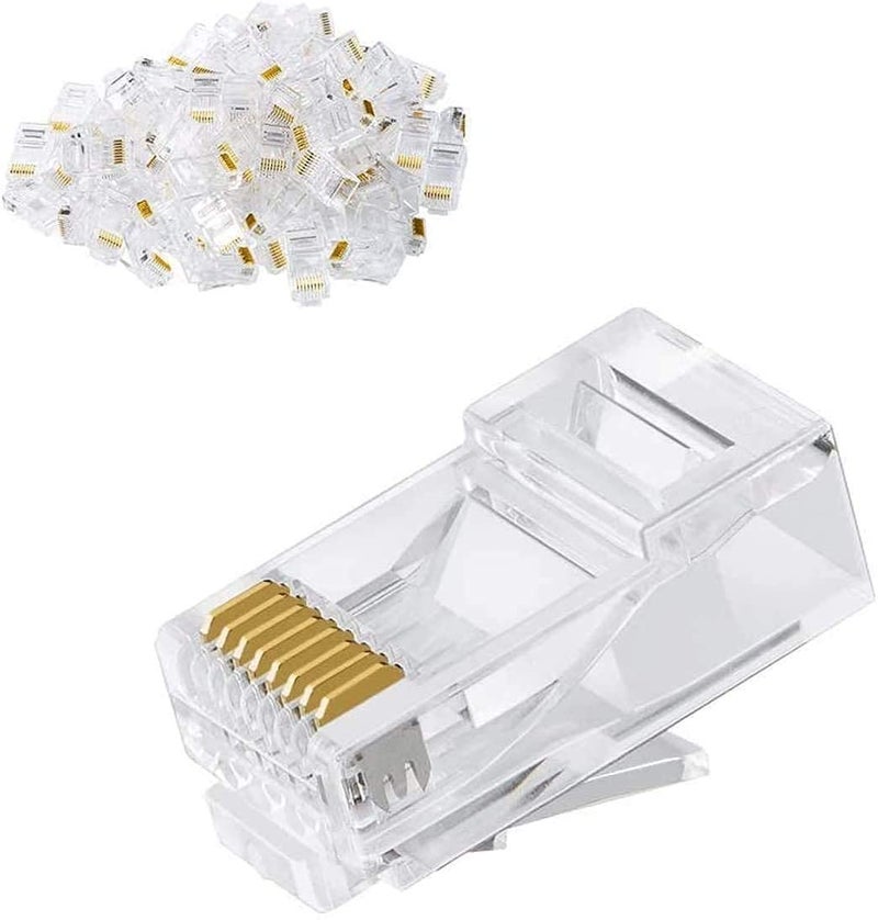 Hexabyte Cat6 / Cat5e RJ45 Connectors (Pack of 100) – High-Speed Ethernet Cable Connectors for Networking, Secure Crimping, Ideal for DIY Network Projects, Compatible with 23-24 AWG Wires - Image 2
