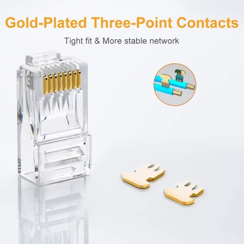 Hexabyte Cat6 / Cat5e RJ45 Connectors (Pack of 100) – High-Speed Ethernet Cable Connectors for Networking, Secure Crimping, Ideal for DIY Network Projects, Compatible with 23-24 AWG Wires - Image 4