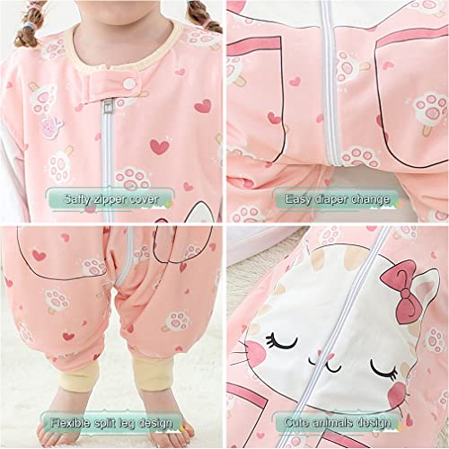 MICHLEY Unisex Baby Wearable Blanket Autumn Winter Toddler Sleeveless Sleeping Bag with Feet,Cat,1-3T - Image 2