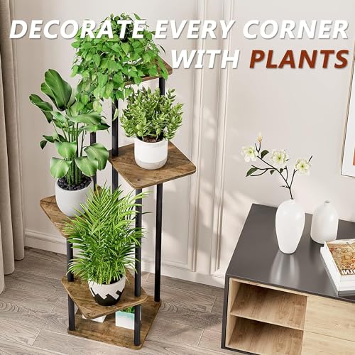 Snazzy Plant Stand 5 Tier Indoor Metal Flower Shelf for Multiple Plants Corner Tall Flower Holders for Patio Garden Living Room Balcony Bedroom, Black (5 Tier-Black) - Image 5