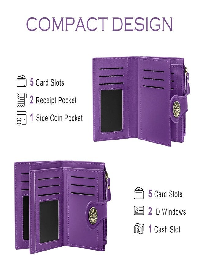 Tipmile Small Wallets Woman Leather 2 ID Windows Bifold RFID Blocking Credit Card Holder Wallet with Zipper Coin Pocket - Image 5