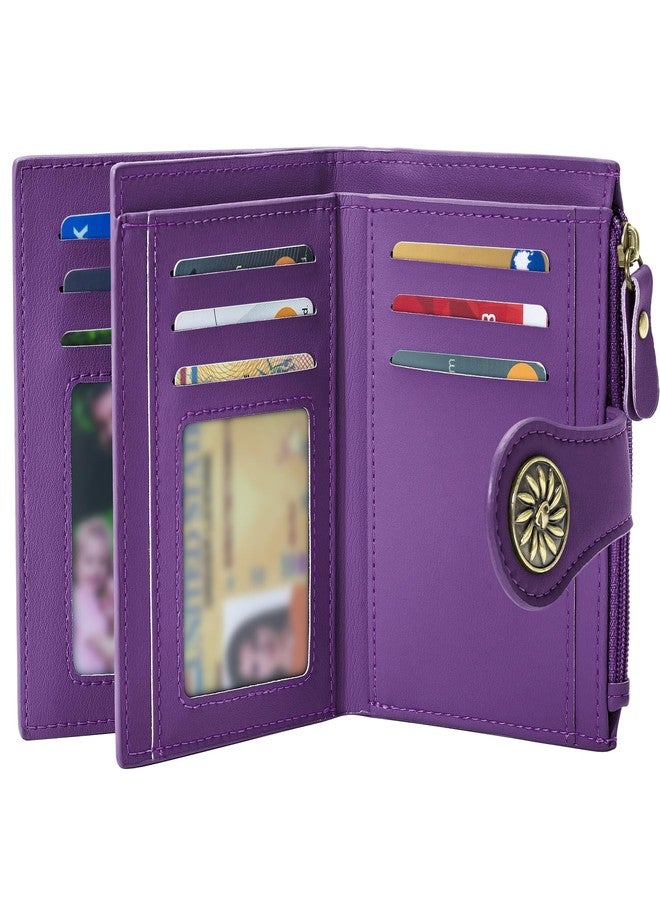 Tipmile Small Wallets Woman Leather 2 ID Windows Bifold RFID Blocking Credit Card Holder Wallet with Zipper Coin Pocket - Image 1
