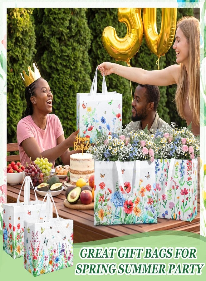 Shinylin 36 Pcs Large Floral Gift Bags with Handle 13 * 10" Wildflower Reusable Non Woven Tote Bag Bulk Mother's Gift Bag for Spring Wedding Birthday Baby Shower Shopping Tea Party Holiday Gifts - Image 4