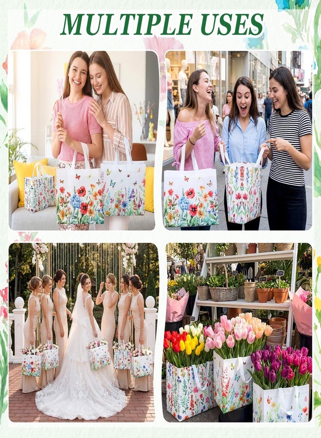 Shinylin 36 Pcs Large Floral Gift Bags with Handle 13 * 10" Wildflower Reusable Non Woven Tote Bag Bulk Mother's Gift Bag for Spring Wedding Birthday Baby Shower Shopping Tea Party Holiday Gifts - Image 5