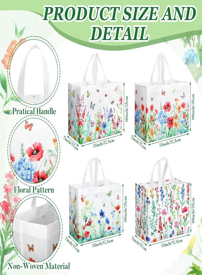 Shinylin 36 Pcs Large Floral Gift Bags with Handle 13 * 10" Wildflower Reusable Non Woven Tote Bag Bulk Mother's Gift Bag for Spring Wedding Birthday Baby Shower Shopping Tea Party Holiday Gifts - Image 2