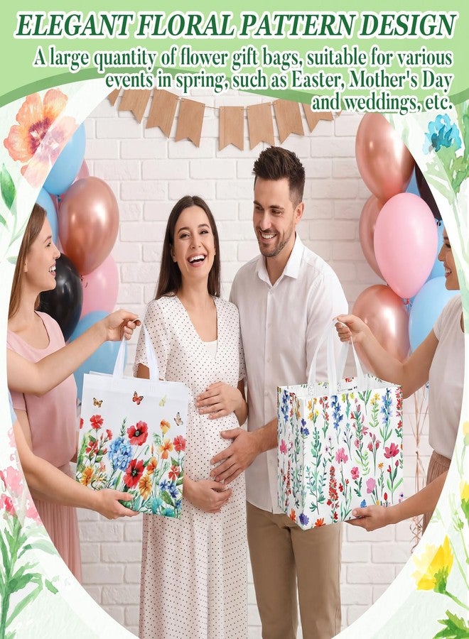 Shinylin 36 Pcs Large Floral Gift Bags with Handle 13 * 10" Wildflower Reusable Non Woven Tote Bag Bulk Mother's Gift Bag for Spring Wedding Birthday Baby Shower Shopping Tea Party Holiday Gifts - Image 3