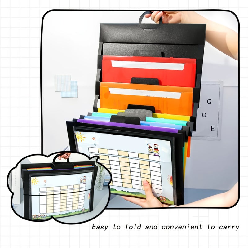 Black Expandable File Folder 7 Compartments Hanging Organizer A4 - Image 5