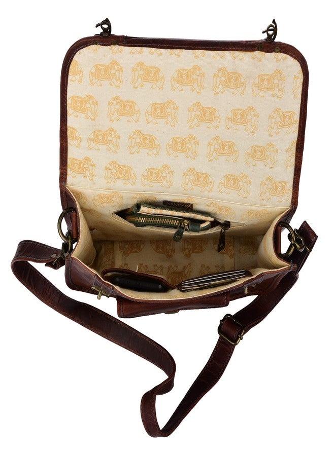 MANDAVA Womens's Leather Messenger Bag Vintage Rustc Look Genuine Leather Satchel Shoulder Bag Small Crossbody Ladies (Brown) - Image 5