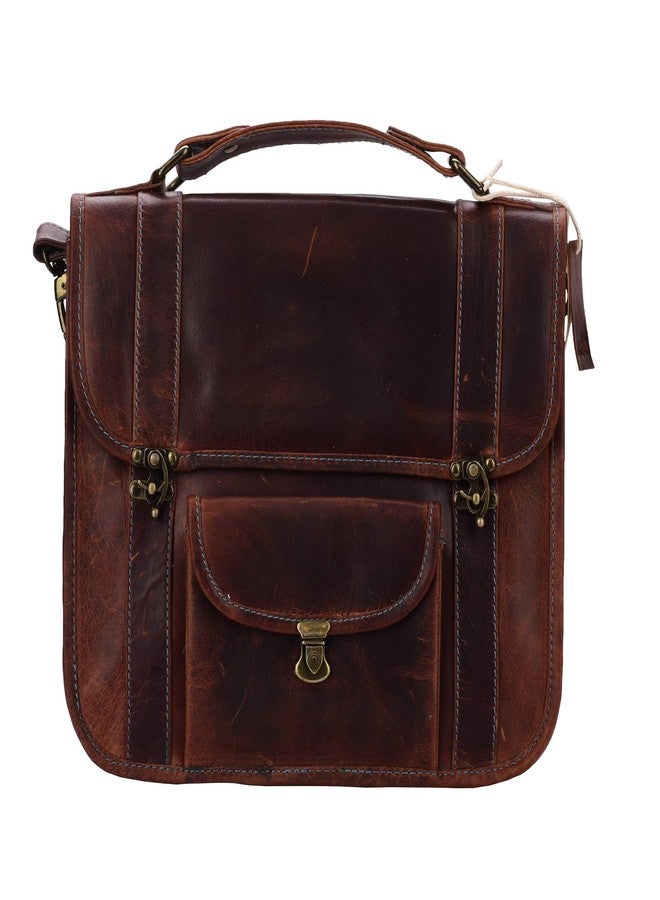 MANDAVA Womens's Leather Messenger Bag Vintage Rustc Look Genuine Leather Satchel Shoulder Bag Small Crossbody Ladies (Brown) - Image 1