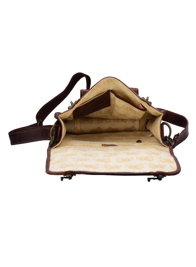 MANDAVA Womens's Leather Messenger Bag Vintage Rustc Look Genuine Leather Satchel Shoulder Bag Small Crossbody Ladies (Brown) - Image 4