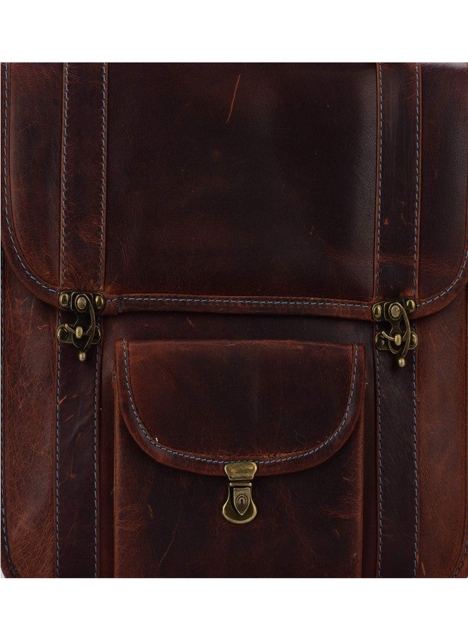 MANDAVA Womens's Leather Messenger Bag Vintage Rustc Look Genuine Leather Satchel Shoulder Bag Small Crossbody Ladies (Brown) - Image 3