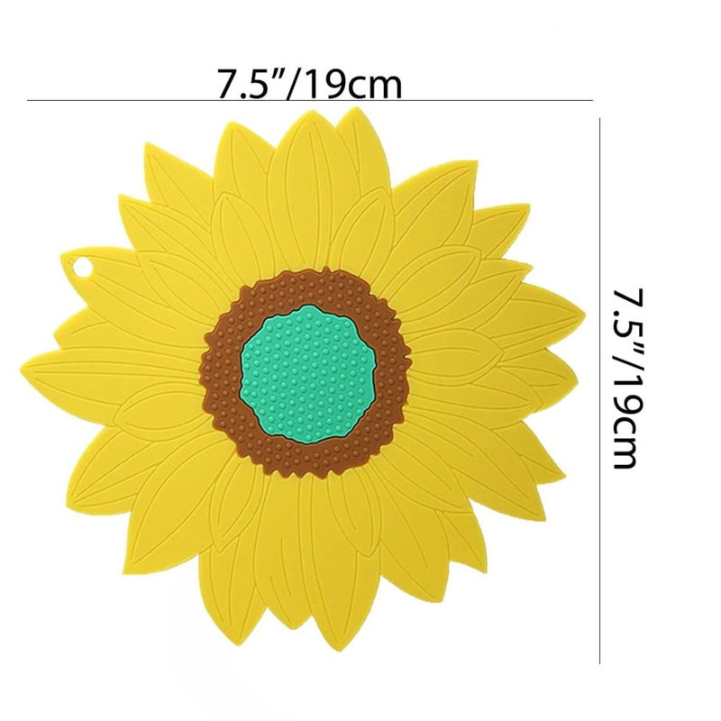 BENCI AntiHot Silicone Trivet Mat 75 Inch Daisy Flower Shape Heat Resistant Anti Slip Place Mat for Hot Pots Pans Holder Kitchen Insulation Coaster Hot Pad for Dishes Yellow Set of 4 - Image 2