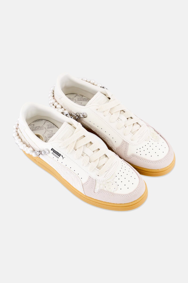 PUMA Kids Girl Lace Up Indoor Training Shoes, White - Image 2