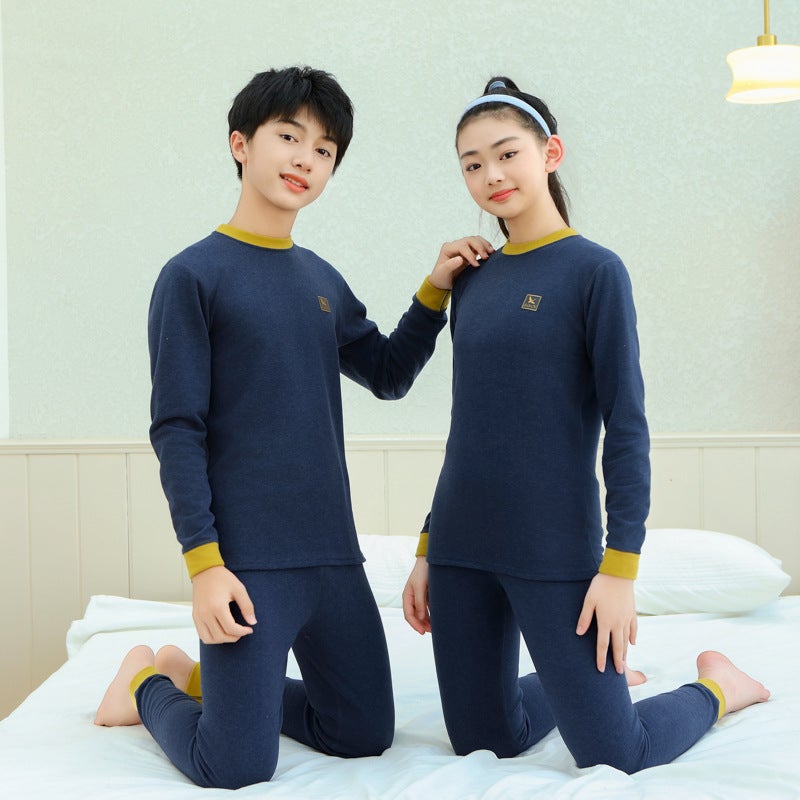 2024 Autumn and Winter Youth Wool Silk Thermal Underwear suit Middle School Children's Autumn Clothes and Pants Student Home Clothes - Image 2