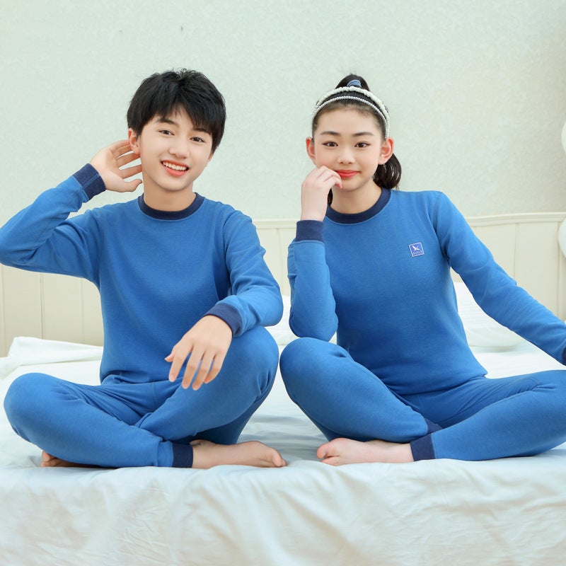 2024 Autumn and Winter Youth Wool Silk Thermal Underwear suit Middle School Children's Autumn Clothes and Pants Student Home Clothes - Image 1