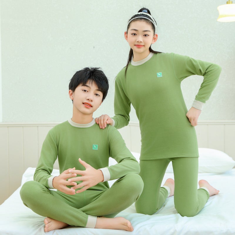 2024 Autumn and Winter Youth Wool Silk Thermal Underwear suit Middle School Children's Autumn Clothes and Pants Student Home Clothes - Image 5