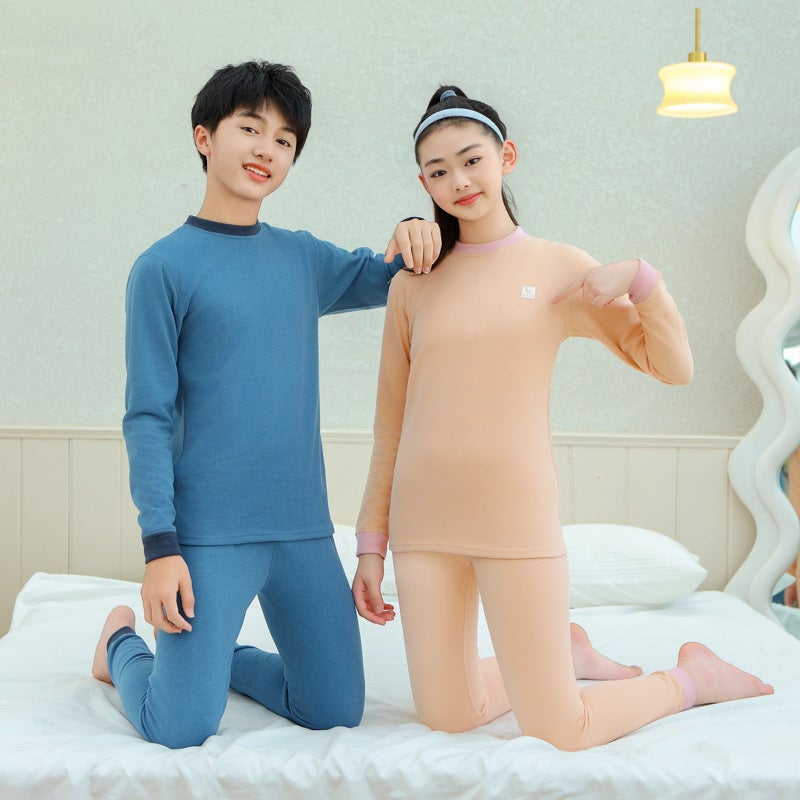 2024 Autumn and Winter Youth Wool Silk Thermal Underwear suit Middle School Children's Autumn Clothes and Pants Student Home Clothes - Image 3