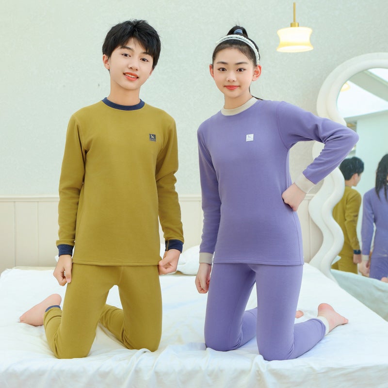 2024 Autumn and Winter Youth Wool Silk Thermal Underwear suit Middle School Children's Autumn Clothes and Pants Student Home Clothes - Image 4