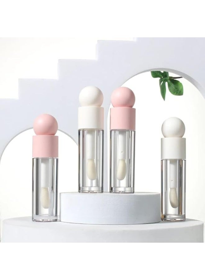 أنابيب ملمع شفاه قابلة لإعادة الملء مع فرشاة، غطاء علوي بزر مزخرف، علب مستحضرات تجميل فارغة بسعة 6 مل، 4 قطع - Image 2