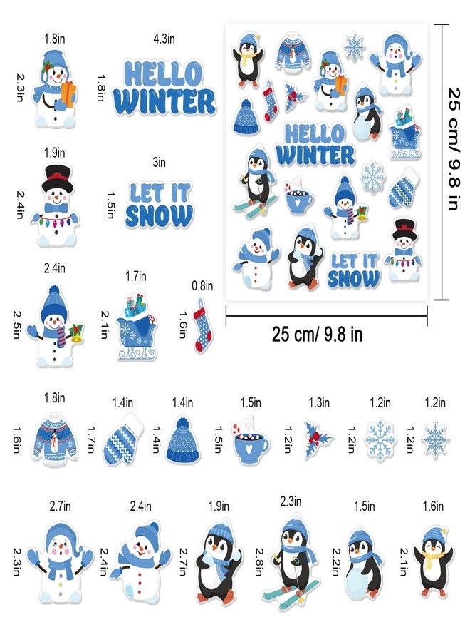 وولاين مجموعة ملصقات جل سميكة شتوية من والين، 40 قطعة، بتصميمات رجل الثلج والبطريق وندفة الثلج، قابلة لإعادة الاستخدام، ملصقات نوافذ لطيفة تحمل عبارة "مرحباً بالشتاء" للمنزل والفصول الدراسية وغرف الأطفال ولوازم حفلات الكريسماس، هدية، ورقتان. - Image 5