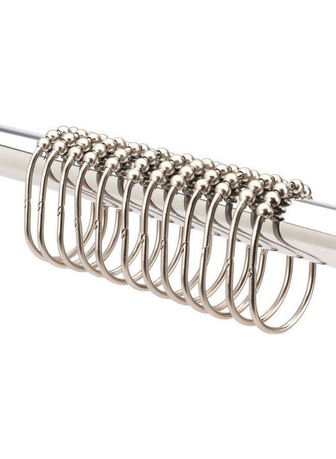 2 Lb. Depot 2LB Depot Wide Shower Curtain Rings/Hooks Set, Decorative Brushed Satin Nickel Finish, Easy Glide Rollers,100% Rustproof Stainless Steel, Set of 12 Rings for Shower Rods. Rust Proof Bathroom Hooks - Image 1