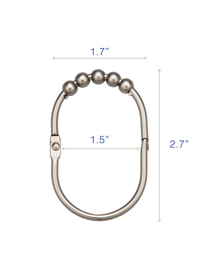 2 Lb. Depot 2LB Depot Wide Shower Curtain Rings/Hooks Set, Decorative Brushed Satin Nickel Finish, Easy Glide Rollers,100% Rustproof Stainless Steel, Set of 12 Rings for Shower Rods. Rust Proof Bathroom Hooks - Image 3