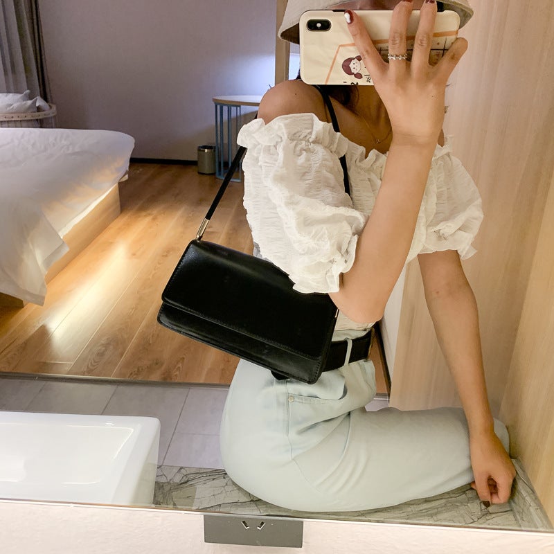 Simple Texture Small Bag 2020 New Fashionable Women'S Bag Internet Popular Shoulder Underarm Bag Joker Small Square Bag - Image 3